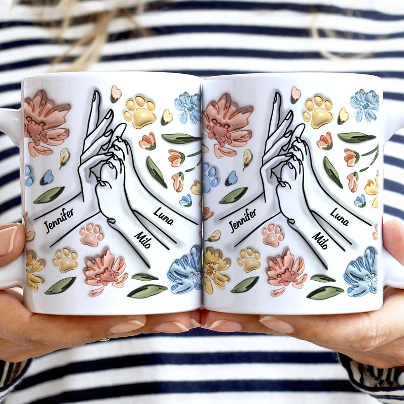 High Five Paw And Hand - Gift For Dog Mom, Dog Lover, Mother, Pet Lovers - 3D Inflated Effect Printed Mug, Personalized White Edge-to-Edge Mug