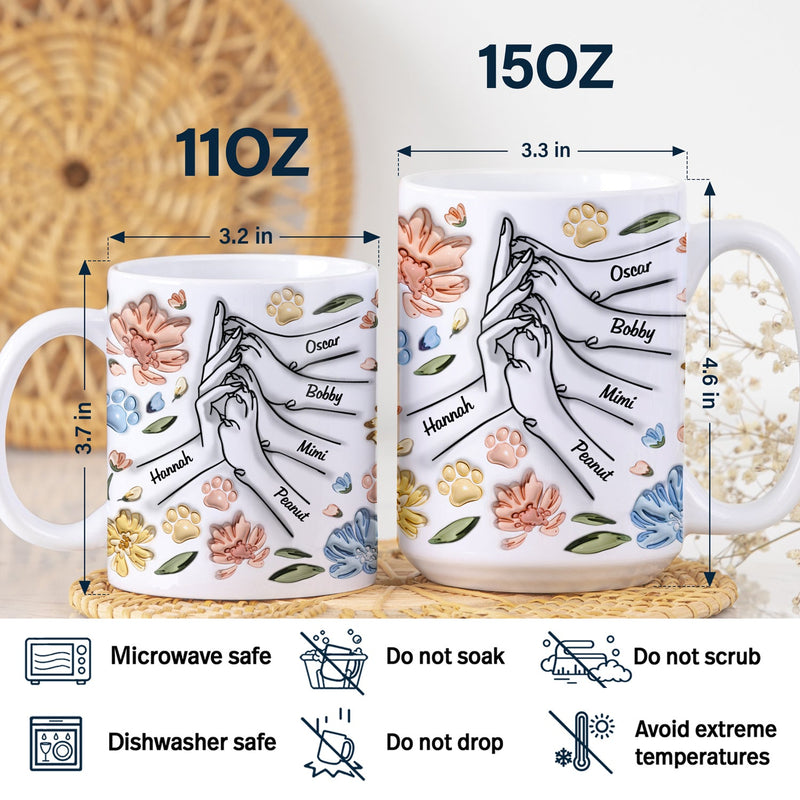 High Five Paw And Hand - Gift For Dog Mom, Dog Lover, Mother, Pet Lovers - 3D Inflated Effect Printed Mug, Personalized White Edge-to-Edge Mug