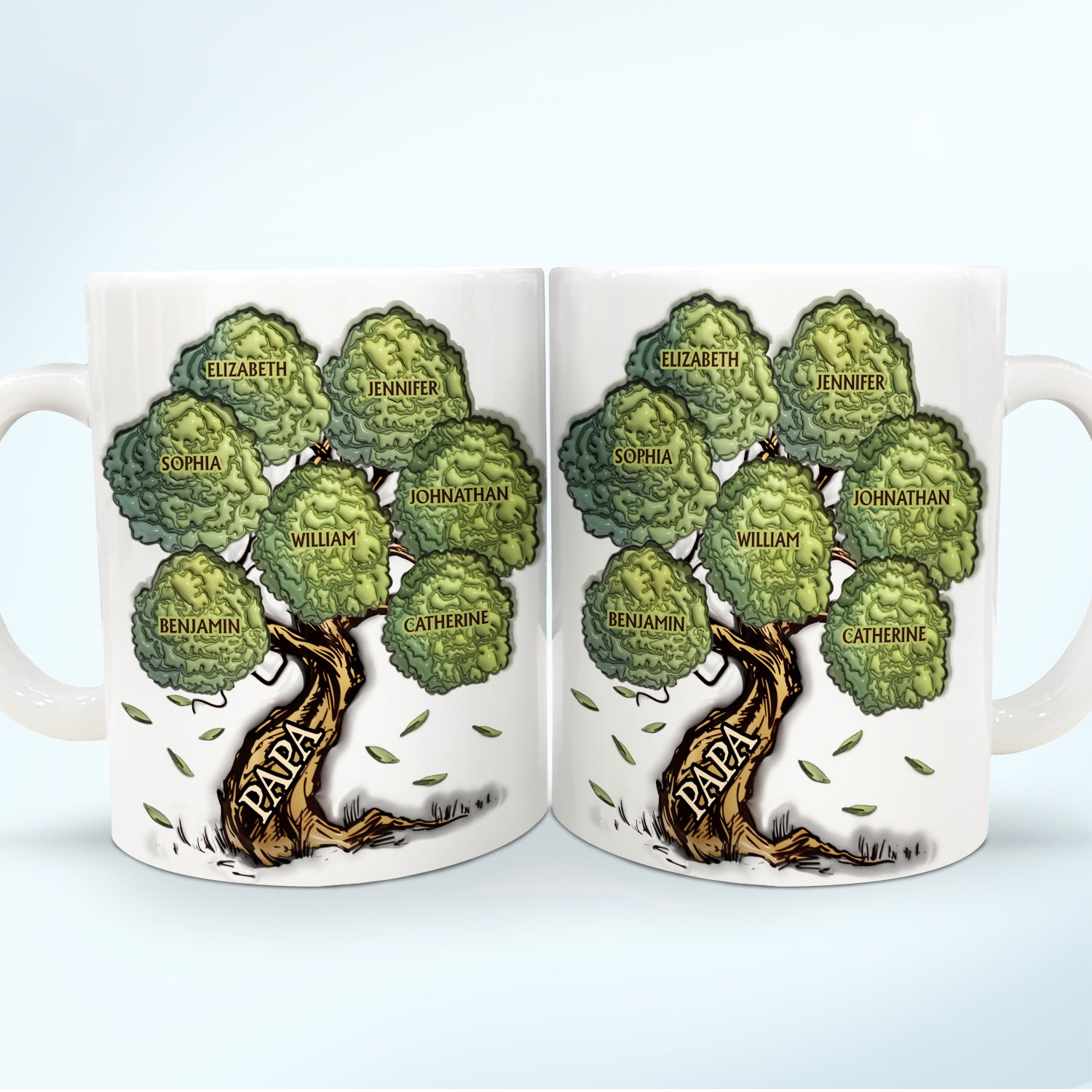 Family Tree Our Roots Remain As One - Gift For Dad, Grandpa, Mom, Grandma - 3D Inflated Effect Printed Mug, Personalized White Edge-to-Edge Mug