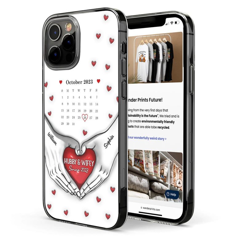 Calendrier You & Me We Got This - Cadeau pour couples - Coque de téléphone transparente personnalisée imprimée effet gonflé 3D