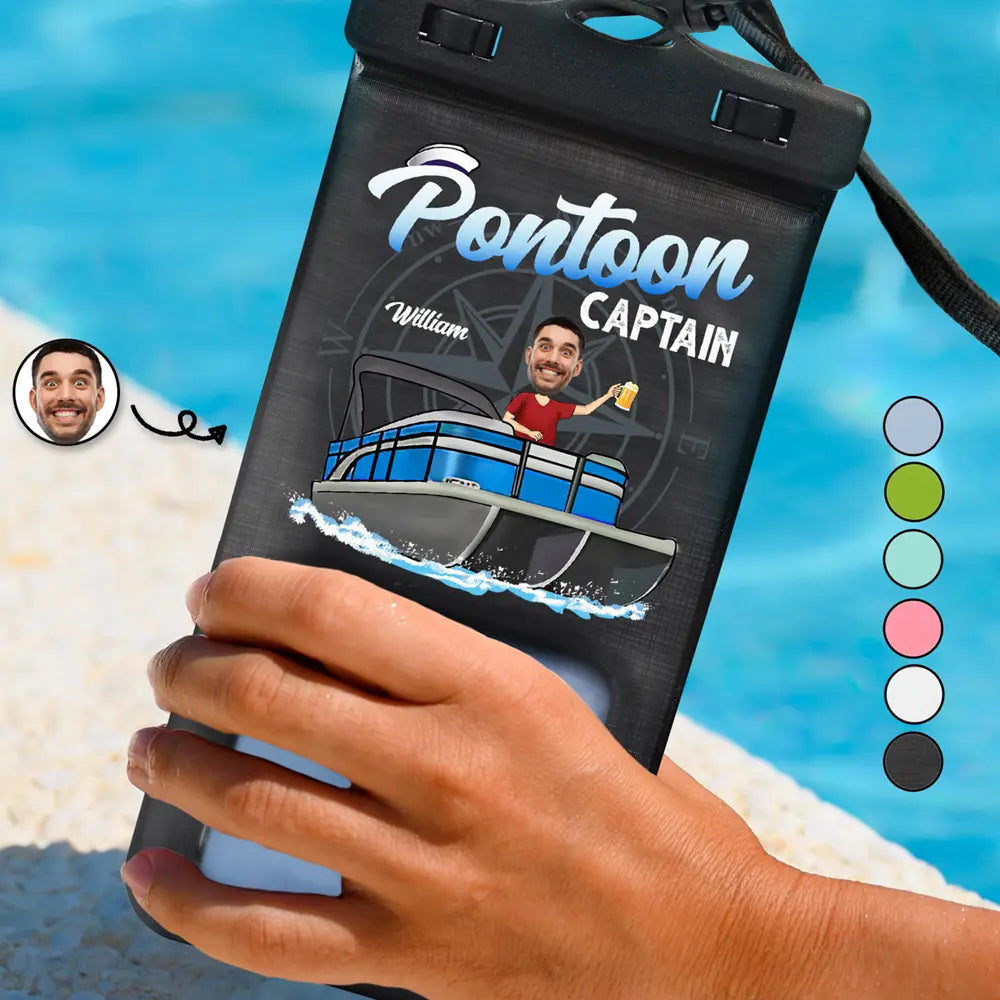 Custom Photo Boating Pontoon Captain Queen - Personalized Waterproof Phone Pouch
