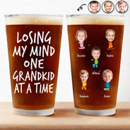 Photo personnalisée « Je perds la tête, un enfant à la fois » - Verre à bière personnalisé