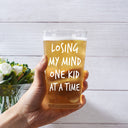 Custom Photo Losing My Mind One Kid At A Time - Personalized Beer Glass