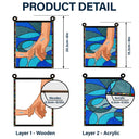 Hand In Hand, I Will Always Protect You Blue Waves - Personalized Window Hanging Suncatcher Ornament