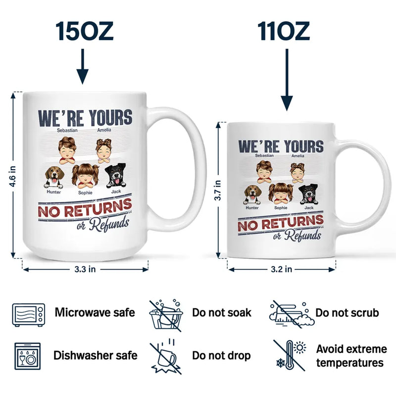 No Returns Or Refunds Chibi Grandkids Dog Cat - Personalized Mug