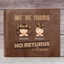 No Returns Or Refunds Chibi Grandkids - Personalized Leather Wallet