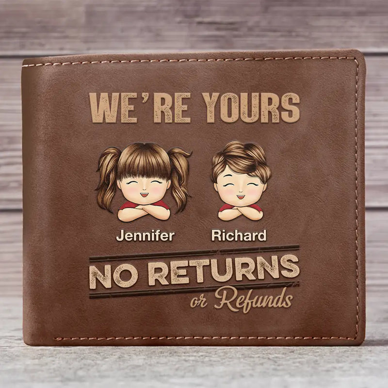 No Returns Or Refunds Chibi Grandkids - Personalized Leather Wallet