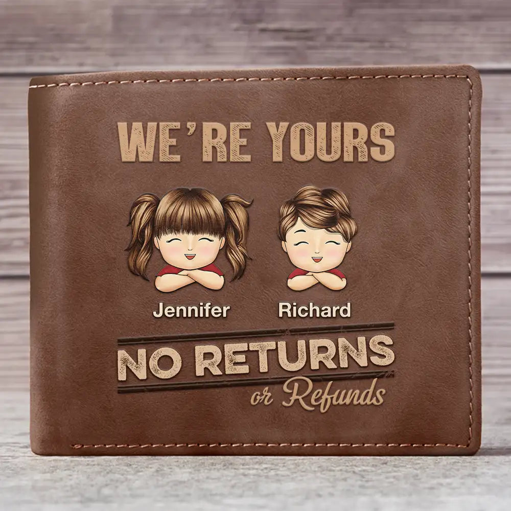 No Returns Or Refunds Chibi Grandkids - Personalized Leather Wallet