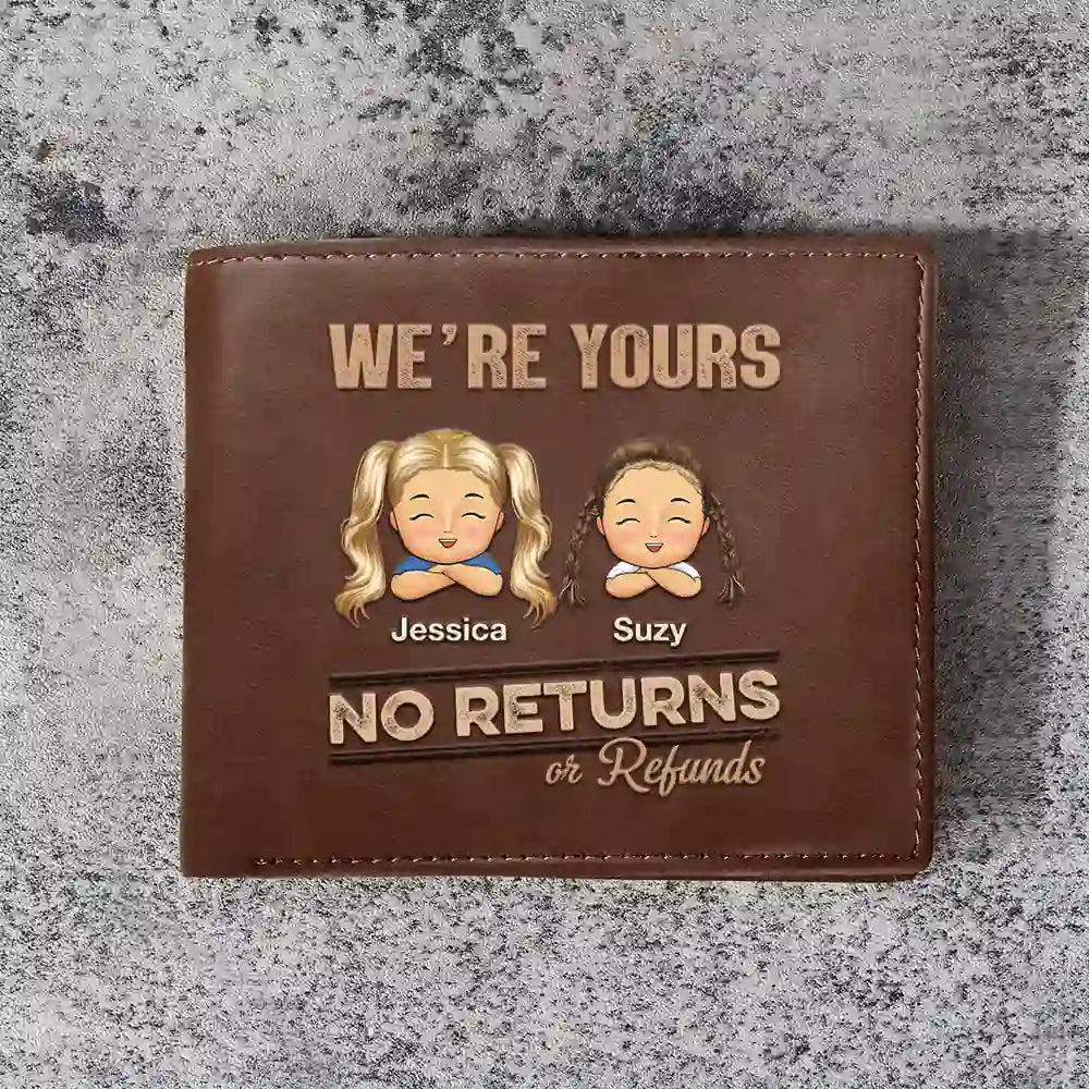 No Returns Or Refunds Chibi Grandkids - Personalized Leather Wallet