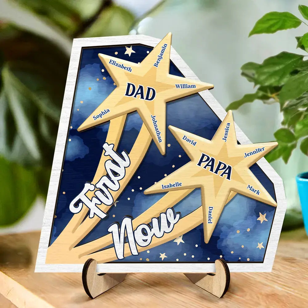 First Being Dad Is An Honor, Now Being Papa Is Priceless - Personalized 2-Layered Wooden Plaque With Stand