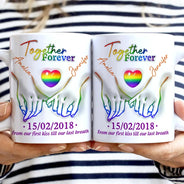 Together Forever Love Is Love Pride Couple - 3D Inflated Effect Printed Mug, Personalized White Edge-to-Edge Mug