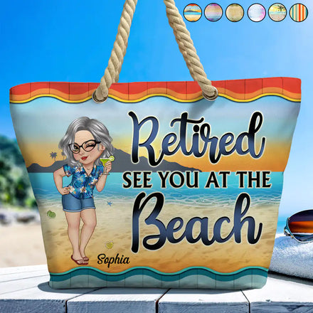 Retraité À bientôt à la plage - Sac de plage personnalisé