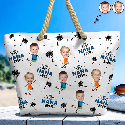Sac de plage personnalisé avec photo « Meilleure grand-mère de tous les temps »