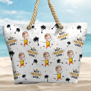 Sac de plage personnalisé avec photo « Meilleure grand-mère de tous les temps »