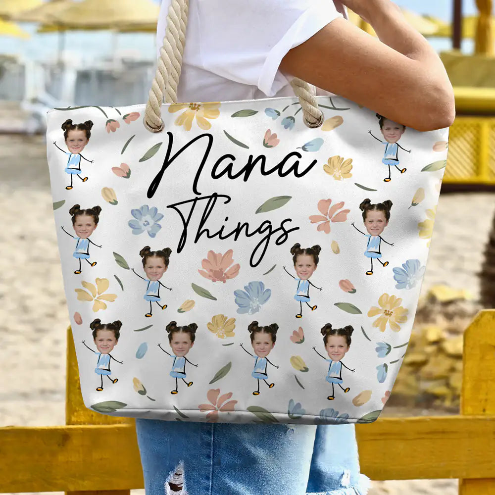 Custom Photo Grandma Things - Personalized Beach Bag