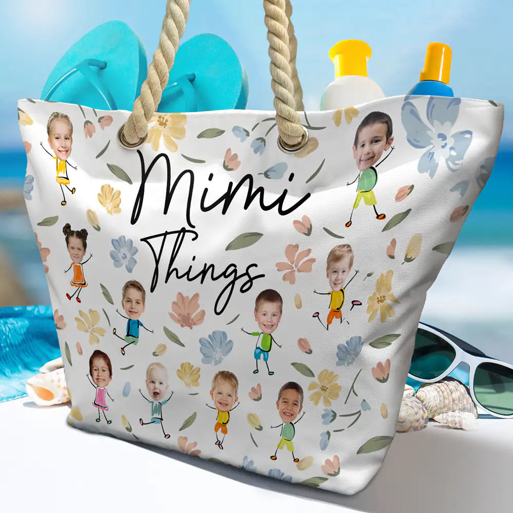 Custom Photo Grandma Things - Personalized Beach Bag