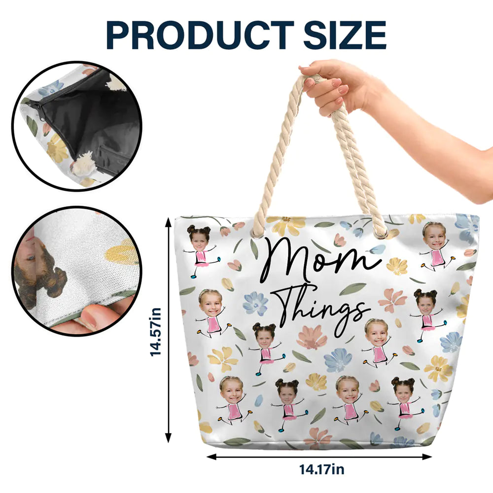 Custom Photo Grandma Things - Personalized Beach Bag