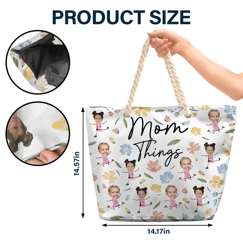 Custom Photo Grandma Things - Personalized Beach Bag