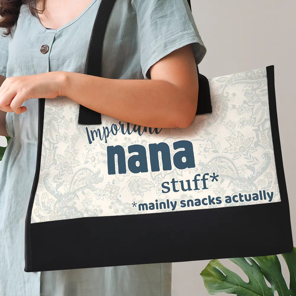 Important Nana Stuff - Personalized Canvas Tote Bag