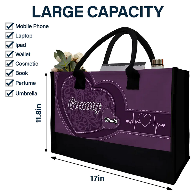 Mom Grandma Little Sweethearts - Personalized Canvas Tote Bag