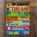 Tropical Parrot Tiki Bar est toujours ouvert Panneaux métalliques classiques personnalisés, Décoration de salon Tiki, Décoration de salon Parrot, Décoration de salon Tiki tropical