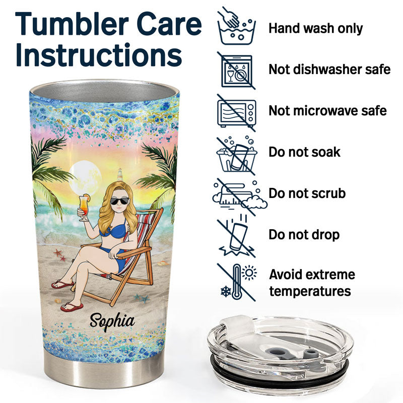 Just A Girl Who Loves Beaches - Gift For Women - Personalized Custom Tumbler