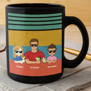 Cher papa, bon travail, nous sommes géniaux, merci Young - Cadeau pour papa - Tasse noire personnalisée