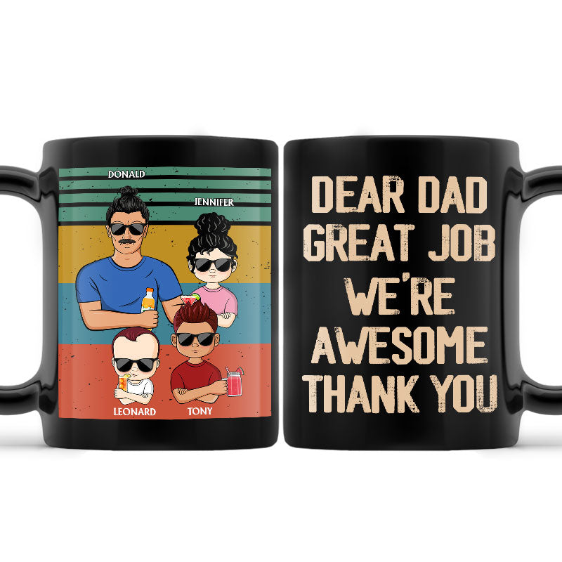 Cher papa, bon travail, nous sommes géniaux, merci Young - Cadeau pour papa - Tasse noire personnalisée