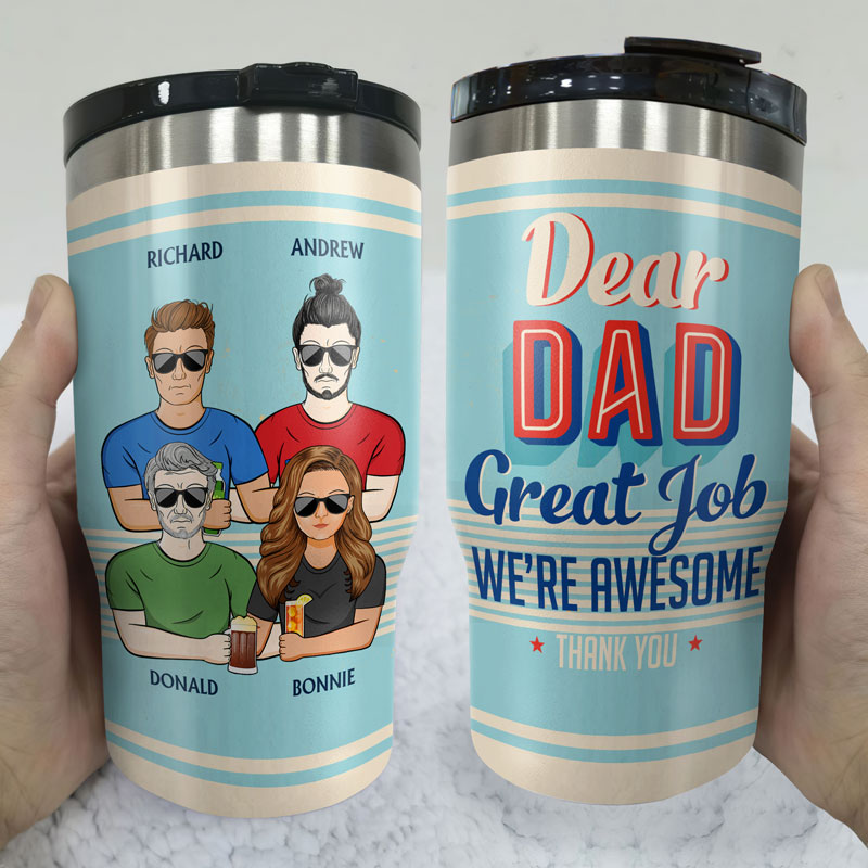 Dear Dad Great Job I'm Awesome Thank You Retro - Father Gift - Personalized Custom Triple 3 In 1 Can Cooler