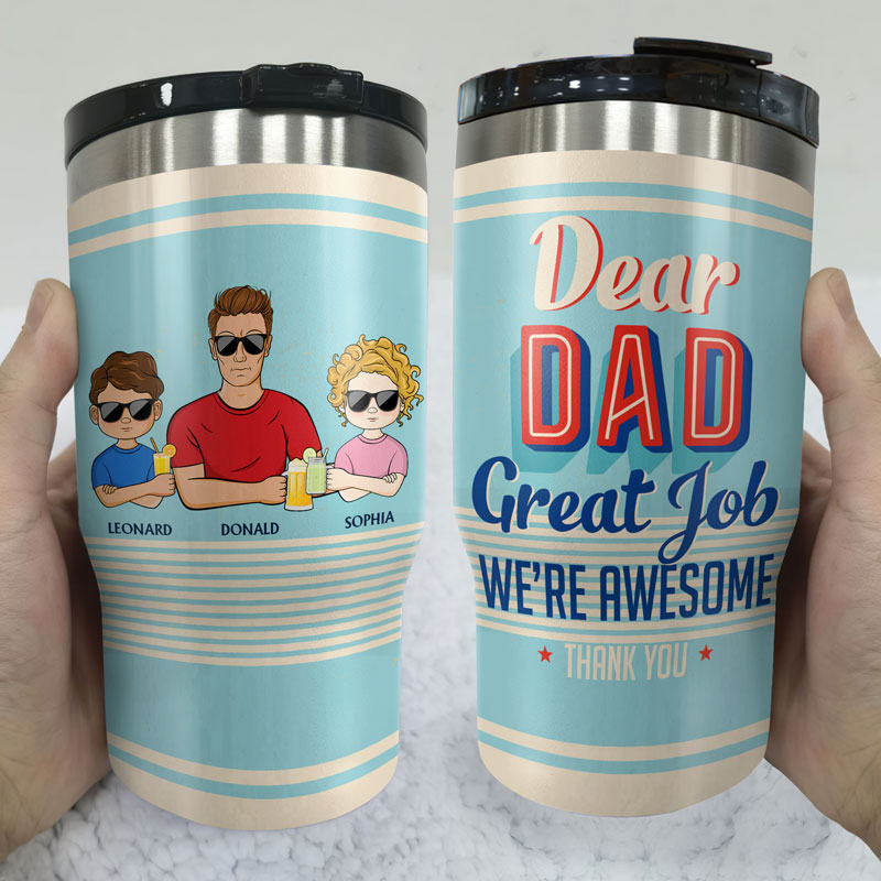 Cher papa, bon travail, je suis génial, merci Retro Young - Cadeau pour père - Glacière triple 3 en 1 personnalisée