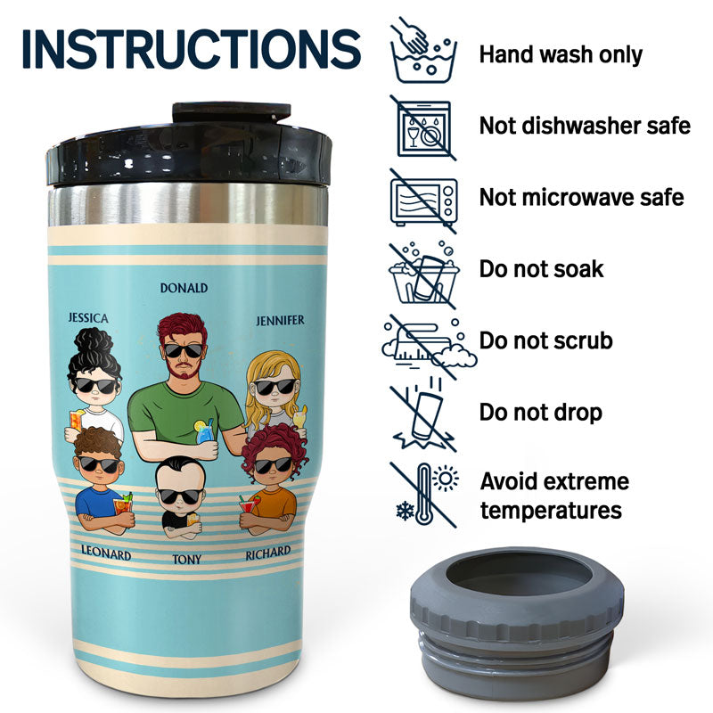 Cher papa, bon travail, je suis génial, merci Retro Young - Cadeau pour père - Glacière triple 3 en 1 personnalisée