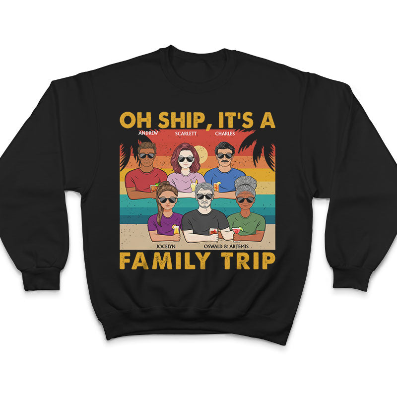 Oh Ship, c'est un voyage en famille à la plage rétro - Cadeau pour les parents - T-shirt personnalisé