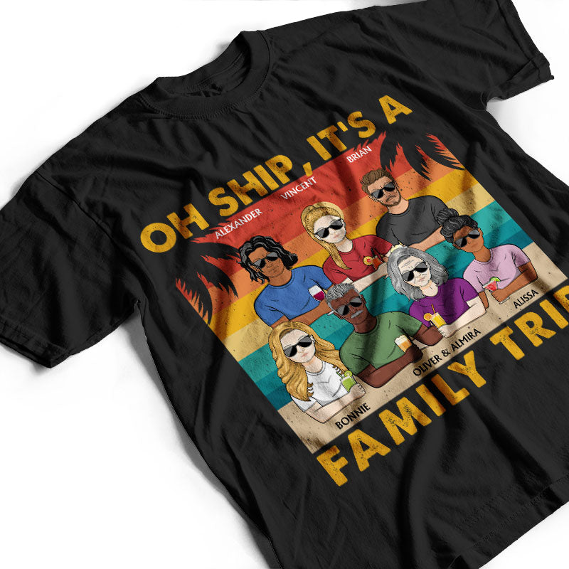 Oh Ship, c'est un voyage en famille à la plage rétro - Cadeau pour les parents - T-shirt personnalisé