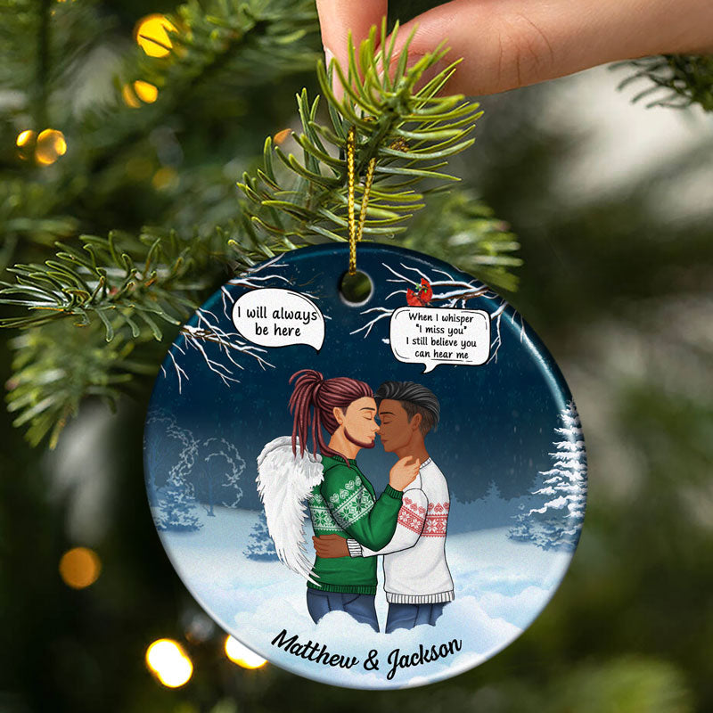 Christmas Family Couple I Miss You - Memorial Gift For Couples - Personalized Custom Circle Ceramic Ornament