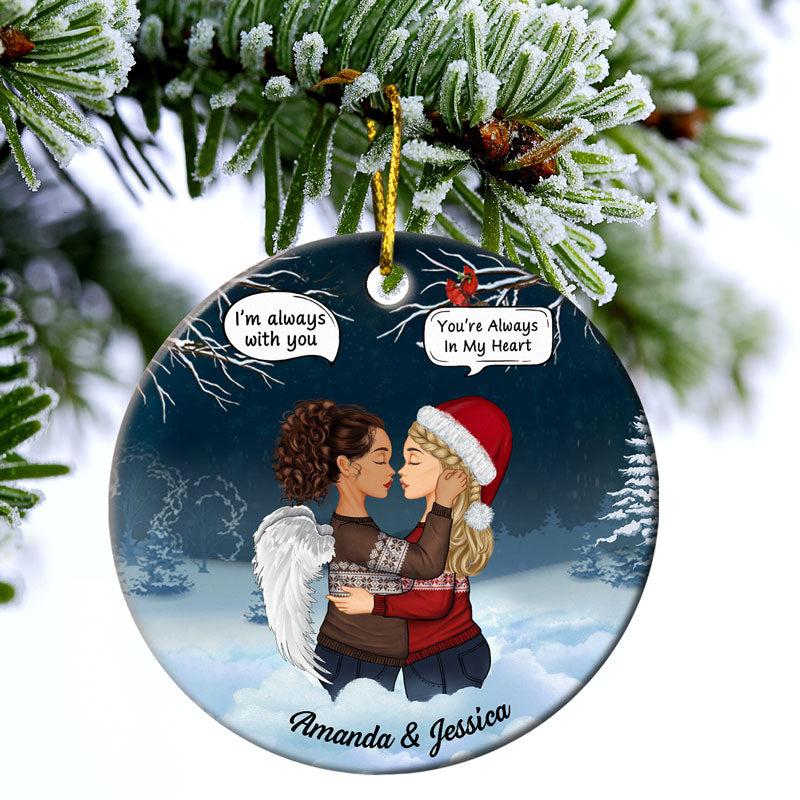 Christmas Family Couple I Miss You - Memorial Gift For Couples - Personalized Custom Circle Ceramic Ornament