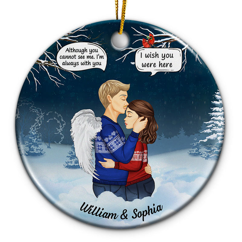 Christmas Family Couple I Miss You - Memorial Gift For Couples - Personalized Custom Circle Ceramic Ornament