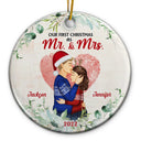Christmas Family Couple Our First Christmas Together - Gift For Couples - Personalized Custom Circle Ceramic Ornament