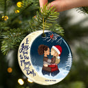 Christmas Family Couple I Love You To The Moon And Back - Gift For Couples - Personalized Custom Circle Ceramic Ornament