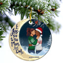 Christmas Family Couple I Love You To The Moon And Back - Gift For Couples - Personalized Custom Circle Ceramic Ornament