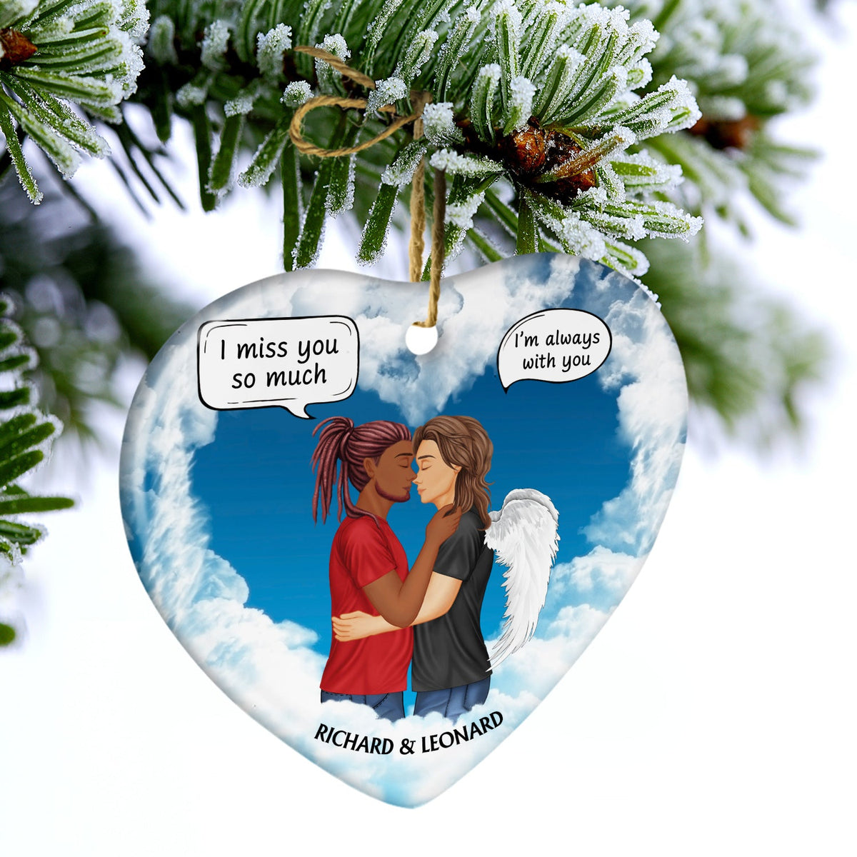 I'll Hold You In My Heart I'm Always With You - Christmas Memorial Gift - Personalized Custom Heart Ceramic Ornament