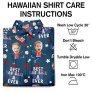 Gift For Father,Gift For Grandpa,Gift For Mother,Gift For Grandma,Happy,Baseball,Independence Day,Photo,Icon - Custom Photo Stars & Stripes Best Baseball Mom Dad Ever - Personalized Hawaiian Shirt