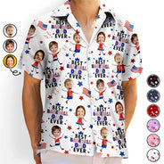 Gift For Father,Gift For Grandpa,Gift For Mother,Gift For Grandma,Happy,Baseball,Independence Day,Photo,Icon - Custom Photo Stars & Stripes Best Baseball Mom Dad Ever - Personalized Hawaiian Shirt