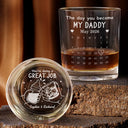 Gift For Grandpa,Gift For Father,New Dad,Non-Eng,Calendar,Icon,Proud - Calendar The Day You Became My Daddy Mommy - Personalized Engraved Whiskey Glass