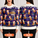 Christmas,Custom Photo,Family,Cut-Face Photo,Happy - Custom Photo The Cookie Crew Family - Personalized Unisex Ugly Sweater