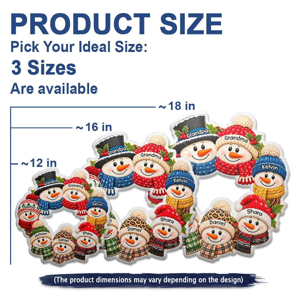 Christmas,Family,Grandparents,Happy,Icon - Christmas Decor For Grandparents - Personalized Snowman Wreath Pillow