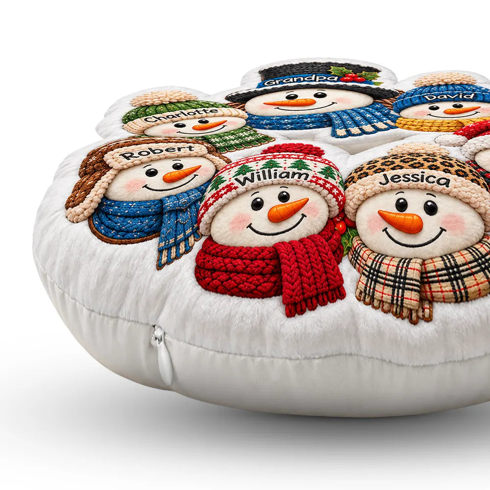 Christmas,Family,Grandparents,Happy,Icon - Christmas Decor For Grandparents - Personalized Snowman Wreath Pillow