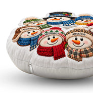 Christmas,Family,Grandparents,Happy,Icon - Christmas Decor For Grandparents - Personalized Snowman Wreath Pillow