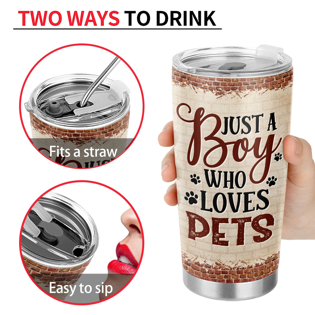 Just A Girl Boy Who Loves Dogs Cats - Gift For Pet Lovers - Personalized Custom Tumbler