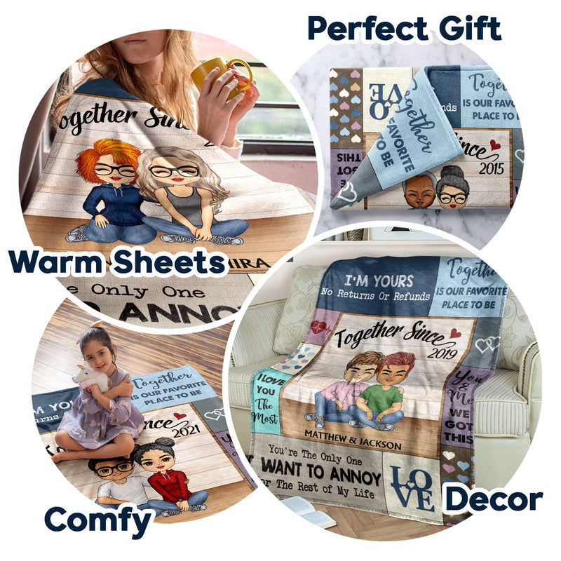 Je t'aime le plus ensemble depuis que nous sommes en couple - Cadeau d'anniversaire pour conjoint, mari, femme, petit ami, petite amie - Couverture polaire personnalisée