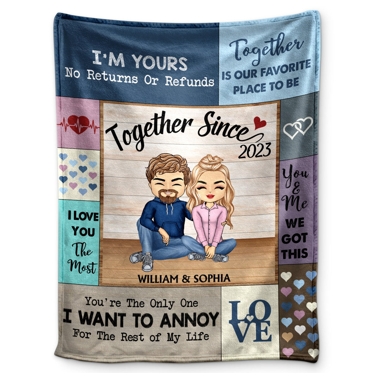 Je t'aime le plus ensemble depuis que nous sommes en couple - Cadeau d'anniversaire pour conjoint, mari, femme, petit ami, petite amie - Couverture polaire personnalisée